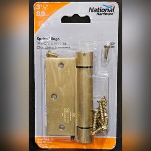 NATIONAL HARDWARE Brass Spring Hinge 3.5" V520 Self Closing w/ Screws NEW